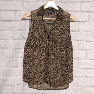 Wet Seal Brown Leopard Animal Print sleeveless Blouse size Large NWOT
